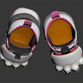 Cute Kids Summer Shoes with Pink White Cartoon Claw Design and Velcro Straps for Toddlers