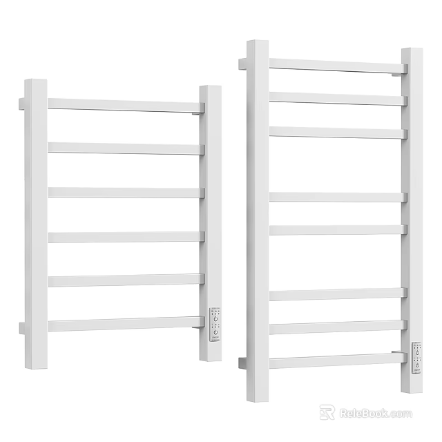 White Electric Towel Racks With Multiple Bars For Bathroom Use 3d model 
