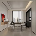 Modern Living Dining Room Interior With Floor to Ceiling Windows Round Sofa And Coffee Table