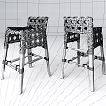 Modern Black Bar Stools With Perforated Backrest And Sturdy Design 3d model