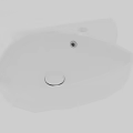 White Wall Mounted Bathroom Sink with Sleek Surface and Modern Design