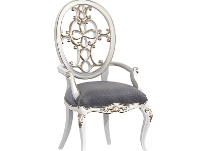 Luxury Modern Armchair With Carved Backrest Upholstered Gray Seat And White Frame 3d model