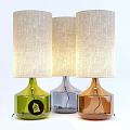 Modern Glass Table Lamps With Fabric Shades In Green Clear And Brown Colors