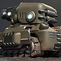 Cartoon Style Green Military Tank With Tracks Number 92 And Circular Lights
