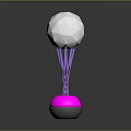 Modern Furniture Table Lamp With Silver Geometric Top Purple Supports And Pink Base