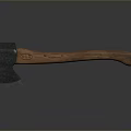Traditional Axe Weapon With Metal Head And Wooden Carved Handle Design