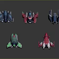Multiple Colorful Futuristic Spacecraft Models For Cosmic Exploration Design