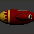 Fun Red And Yellow Toy Rocket With Flame Pattern And Streamlined Body Design