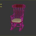 Wooden Rocking Chair With Upholstered White Seat Armrests And Spindle Back Design