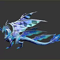 Icy Blue Crystal Dragon Game Movie Character With Spread Wings And Shiny Scales