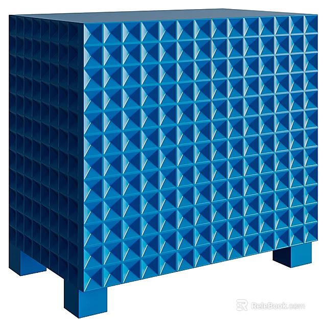 Blue Entryway Cabinet Sideboard With Stylish Diamond Pattern Surface Design 3d model