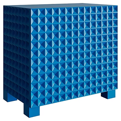 Blue Entryway Cabinet Sideboard With Stylish Diamond Pattern Surface Design 3d model