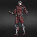 Game Movie Character With Red Metallic Full Body Armor And Stripped Design Helmet