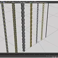 Different Metal Chains in Gold and Silver with Various Link Patterns 3d model