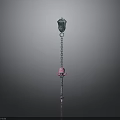 Decorative Fantasy Weapon Staff With Blue Top Ornament Pink Accents and Chain