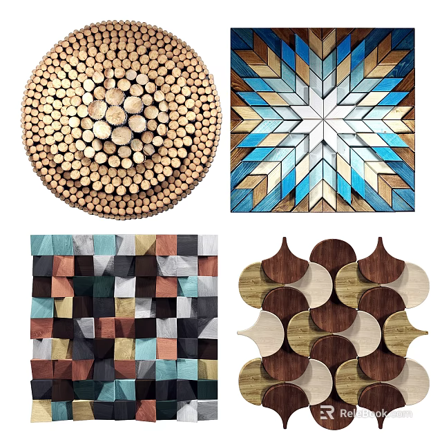 Creative Modern Wall Decor With Wooden Geometric Patterns And Artistic Designs 3d model
