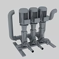 Industrial Pipes With Pump System And Motor Units On Metal Frame