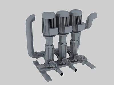 Industrial Pipes With Pump System And Motor Units On Metal Frame 3d model