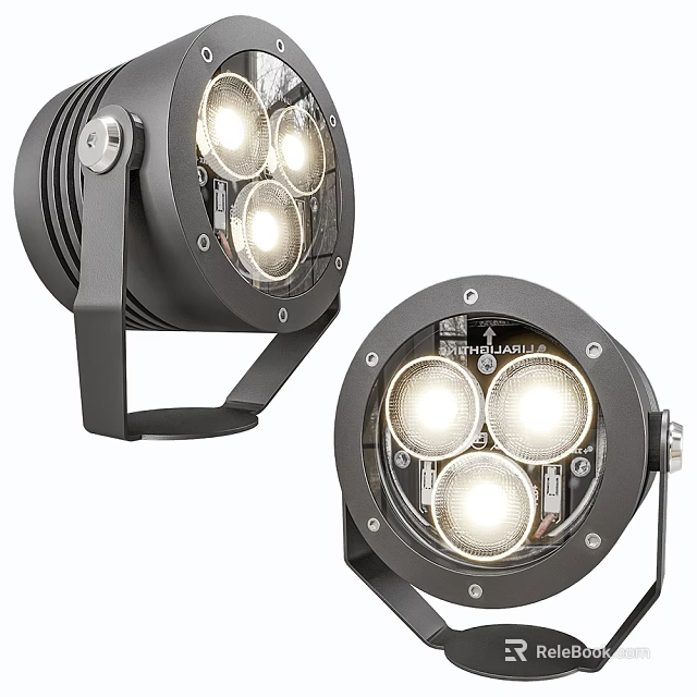 Modern Downlights And Spotlights With Multiple LED Bulbs Metal Housing And Brackets 3d model 