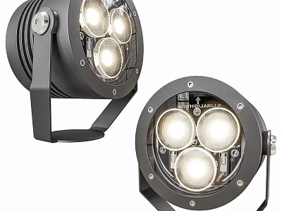 Modern Downlights And Spotlights With Multiple LED Bulbs Metal Housing And Brackets 3d model