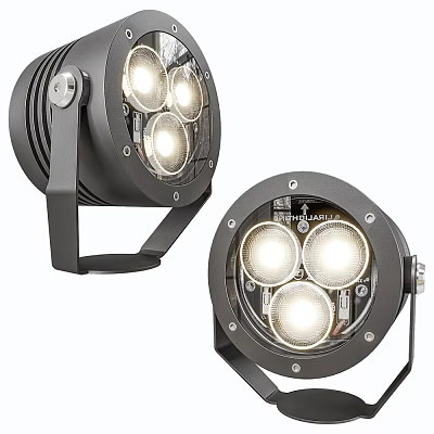 Modern Downlights And Spotlights With Multiple LED Bulbs Metal Housing And Brackets 3d model