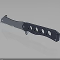Durable Utility Knife With Serrated Blade And Blue Handle Featuring Circular Holes