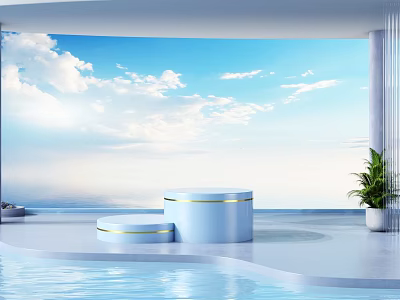 Modern Open Kitchen Interior Design With Island Counter And Storage Cabinets 3d model