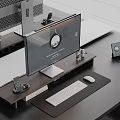 Modern Computer Desktop Setup With Monitor Keyboard Mouse And Headphones