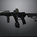 Modern Black Tactical Assault Rifle With Scope Grip And Rail System