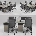 Modern Office Desk Setup With Ergonomic Chairs Computer Monitors And Storage Drawers 3d model