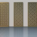 Three Decorative Golden Hinged Doors With Intricate Pattern Surface Design 3d model