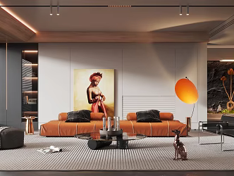 Modern Living Room Minimalist Cream Living Room 3d model