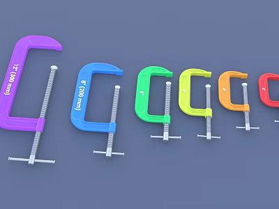 Colorful C Clamps Hardware Tools Set With Assorted Sizes And Sturdy Grip Design For DIY Projects 3d model