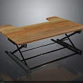 Modern Standing Desk with Solid Wooden Tabletop and Black Metal Frame Design
