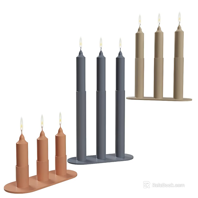 Tall Standing Modern Candle Holders in Gray Brown Orange with Simple Design for Home Decor 3d model 