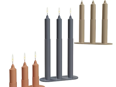 Tall Standing Modern Candle Holders in Gray Brown Orange with Simple Design for Home Decor 3d model