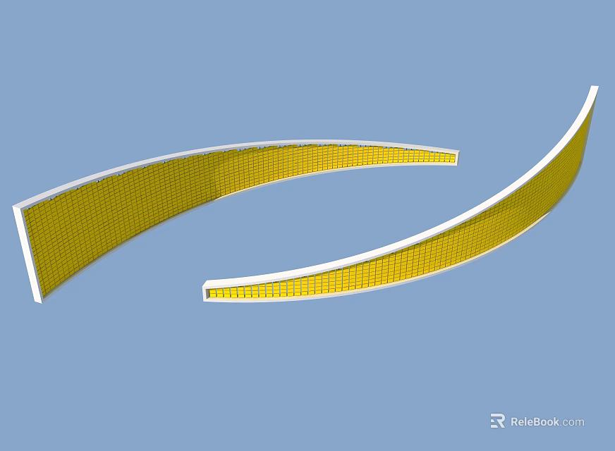 Children's Play Area With Curved Yellow Structures Safe Design And Playful Elements 3d model 