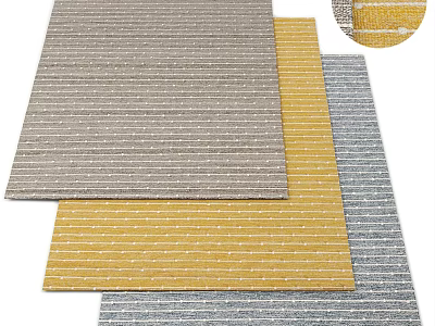 Square Rugs with Striped Pattern in Gray Yellow Blue for Modern Home Decor 3d model