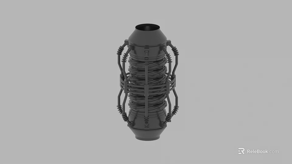 Artistic Modern Gray Decorative Vase With Intricate Twisted Woven Structure 3d model 