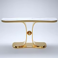 Elegant Console Table With Golden Frame White Marble Top And Central Sphere Decoration 3d model