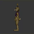 3D Rabbit Character With Yellow Body Purple Bow Tie And Standing Pose