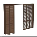 Wooden Folding Doors with Louvered Design for Interior Space Partition and Open Structure