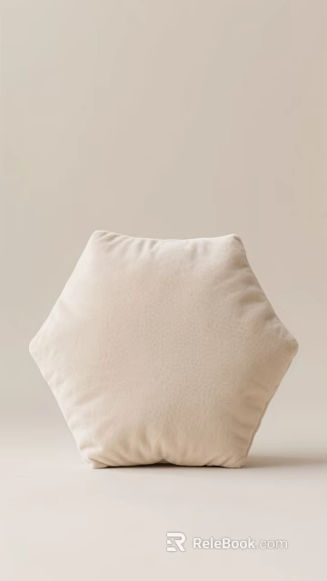 Ivory Hexagonal Pillow With Soft Textured Surface And Light Wall Background 3d model 