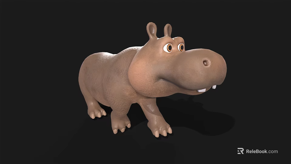 Cute Cartoon 3D Hippo Character Model With Stylized Design And Friendly Expression 3d model