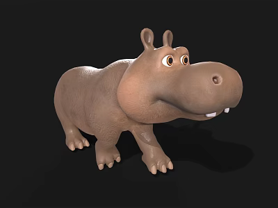 Cute Cartoon 3D Hippo Character Model With Stylized Design And Friendly Expression 3d model
