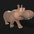 Cute Cartoon 3D Hippo Character Model With Stylized Design And Friendly Expression 3d model