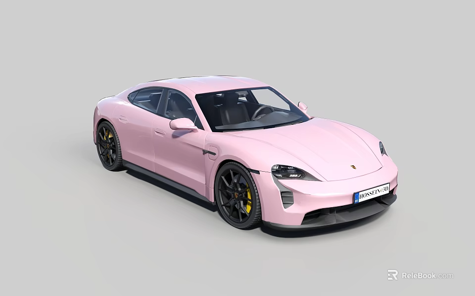 Pink Porsche Sports Car With Modern Design Sleek Body And Black Wheels 3d model 