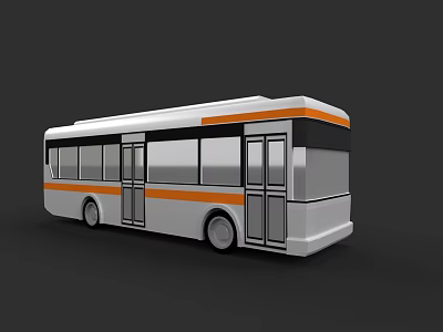 Modern White And Orange City Bus With Large Windows And Double Doors 3d model