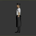 Chef Character In Traditional Uniform With White Shirt And Black Apron