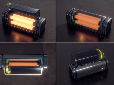 Modern Outdoor Lights With Cylindrical Design Black Metal Housing And Warm Yellow Light 3d model